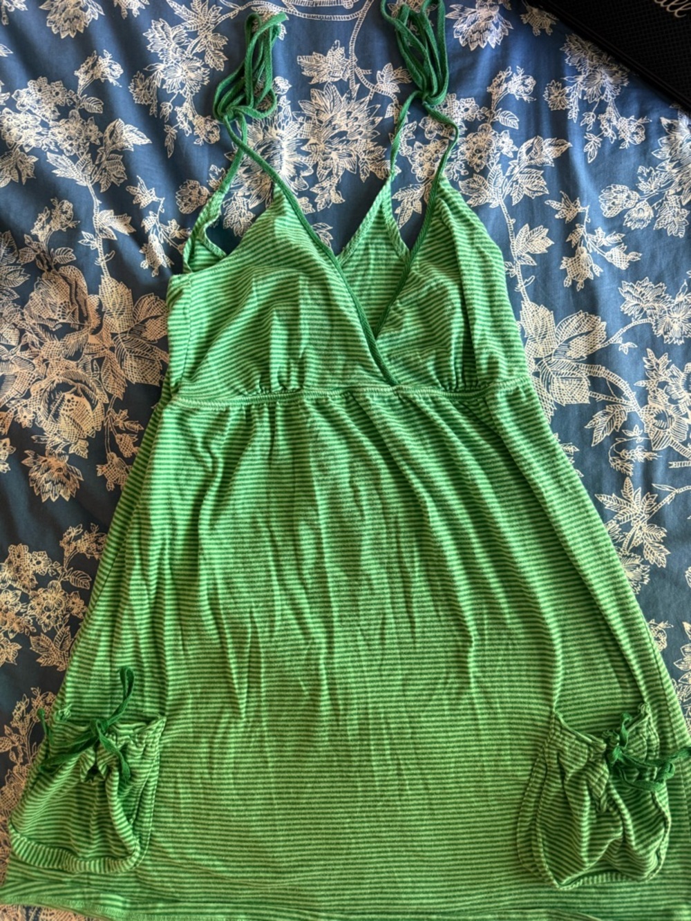 Xhilaration Green Striped Halter Top